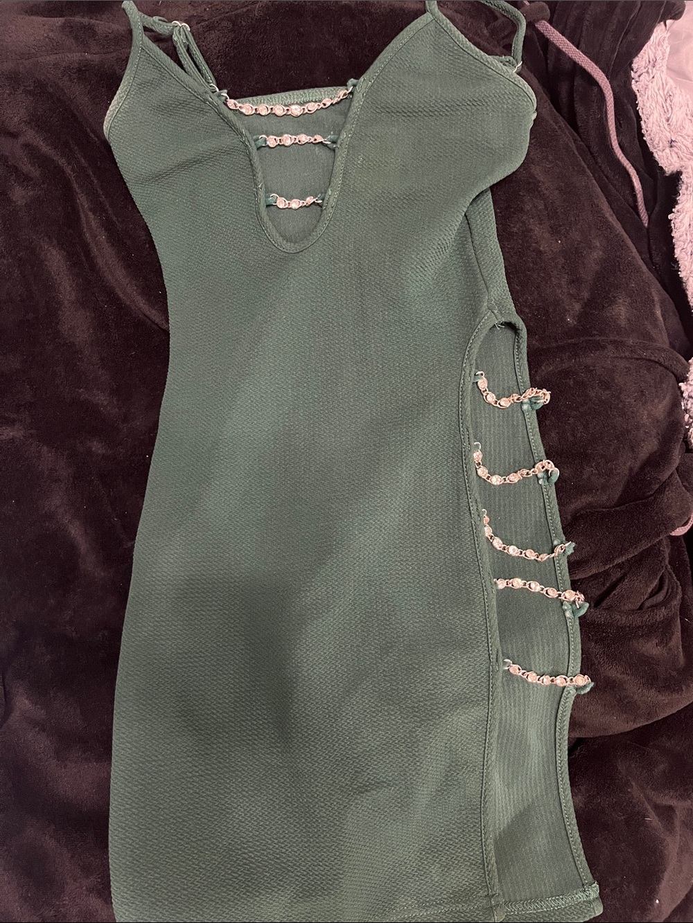 SHEIN Green Chain-Detail Bodycon Mini Dress
